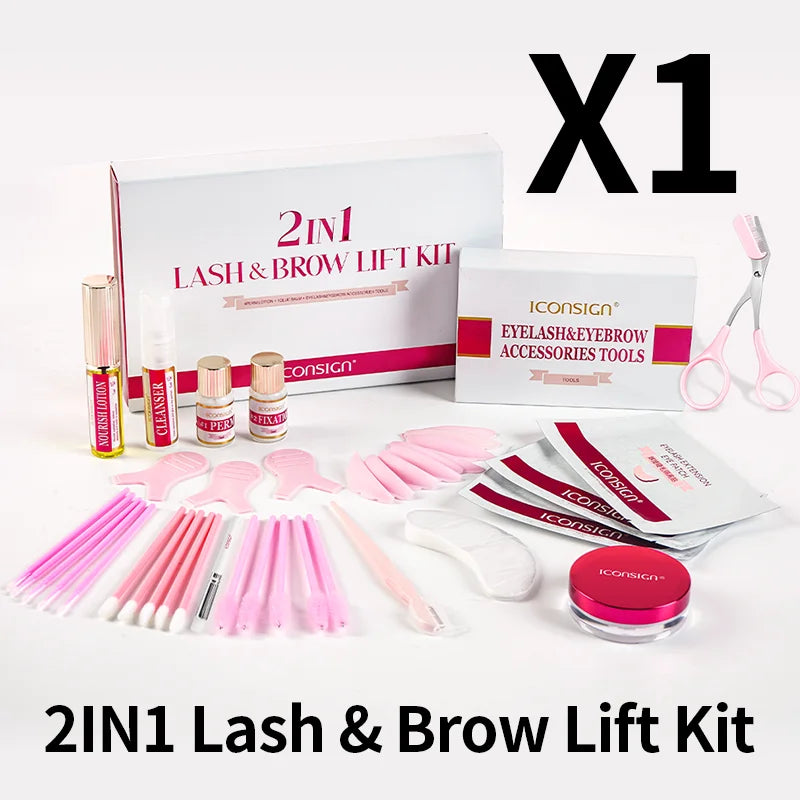 ICONSIGN 2IN1 Professional Fast Perming LASH & BROW Liftng Kit  Lasting 6-8 Weeks Mascara Lifting Eyelashes Enhancer Makeup Tool