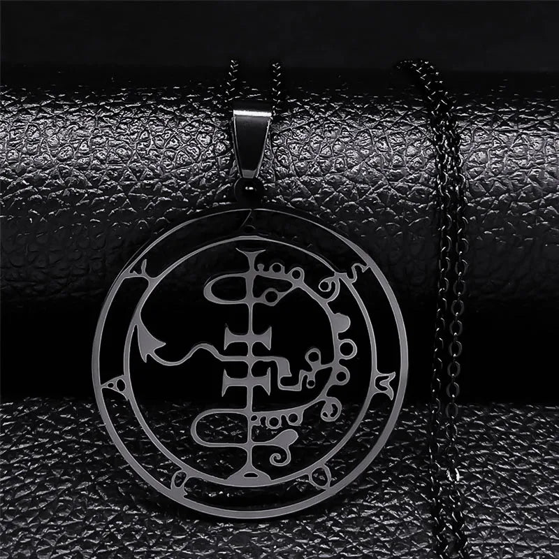 2024 Fashion Sigeal Sigil De Lucifer Stainless Steel Satan Necklace Asmoday Lazer Key Baphomet Stamp Jewelry N7118S03