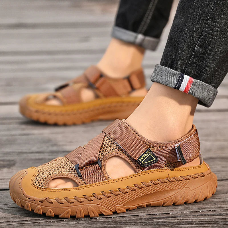 Summer Men Sandals Genuine Leather Mens Casual Shoes Outdoor Men Leather Sandals for Men Beach Shoes Roman mens Shoes