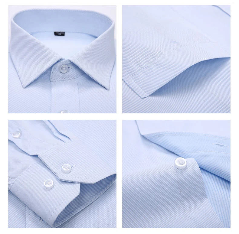 Oversized 9XL 8XL Mens Long Sleeved Shirt Casual Business Classic Plaid Striped Daily Slim Fit Button Male Social Dress Shirts