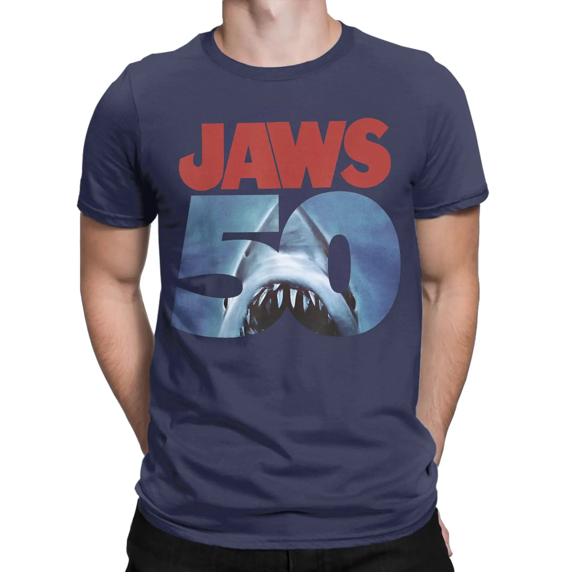 Jaws 50th Anniversary Logo Movie Graphic T Shirt Men Cotton Creative T-Shirt Round Neck  Tee Shirt Short Sleeve Tops New Arrival