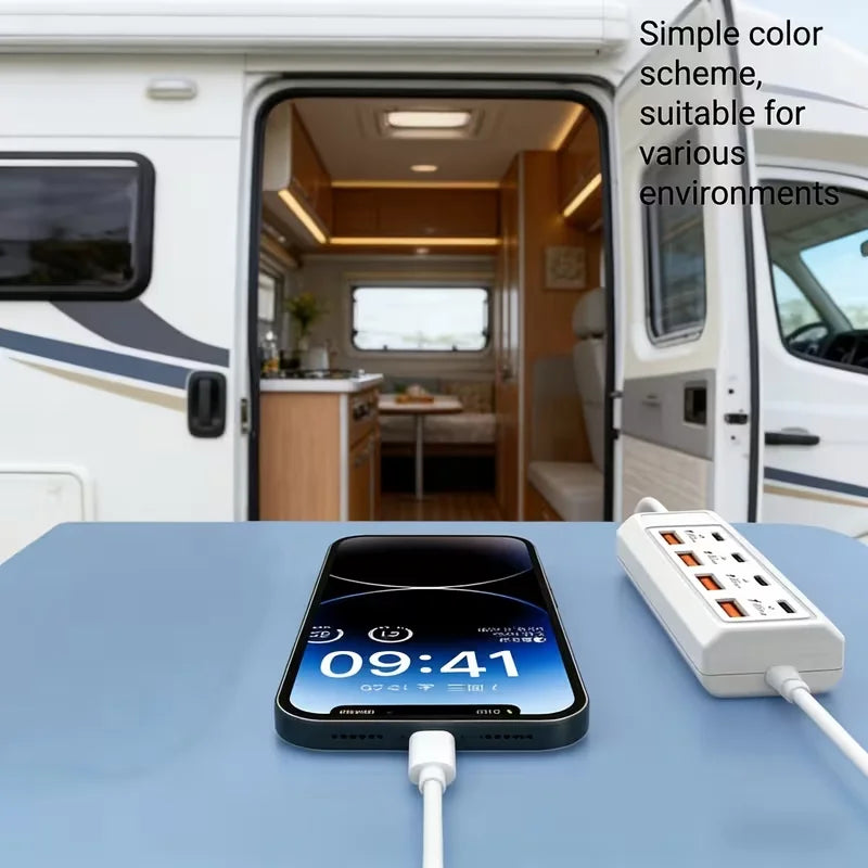 1/2 Piece USB Charging Port Adapter, 8-Port USB Charger with 25W 4C+4A Socket, Compatible with Laptops, Operating Voltage ≤36V,