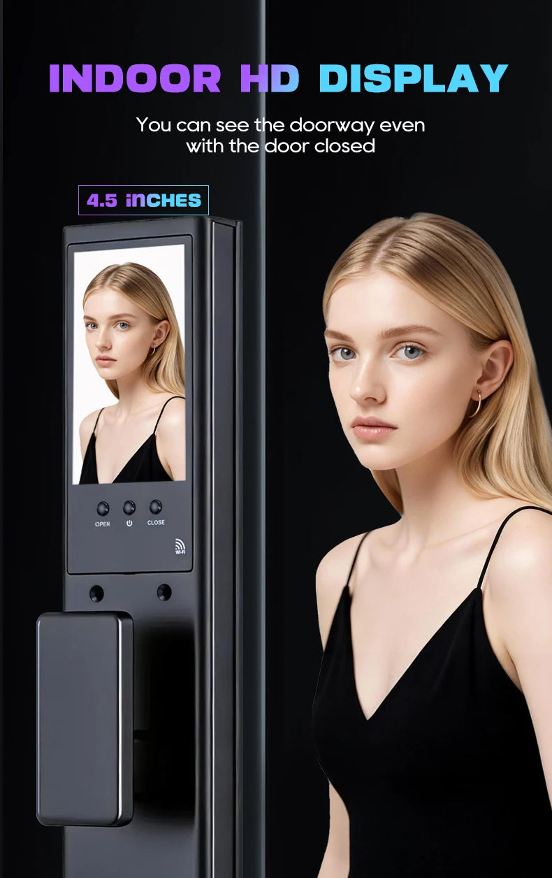 Tuya APP 3D Face Recognition Unlock Digital Door Lock With Camera FIngerprint Password Unlock Keyless Electronic Door Lock
