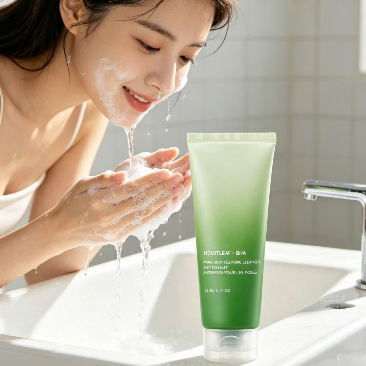 Facial Cleanser Deep Pore Cleansing Soothing Skin Nourishing Oil Control Refreshing Rich Creamy Foam Mild Formula Face Wash 150g