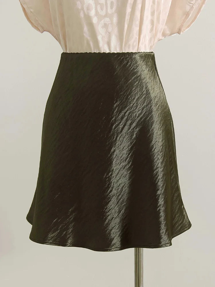 Summer Short Skirts For Women Office Wear Black A Line Luxury Mini Satin Skirt Ladies High Waist Simple Women's Skirts Silk