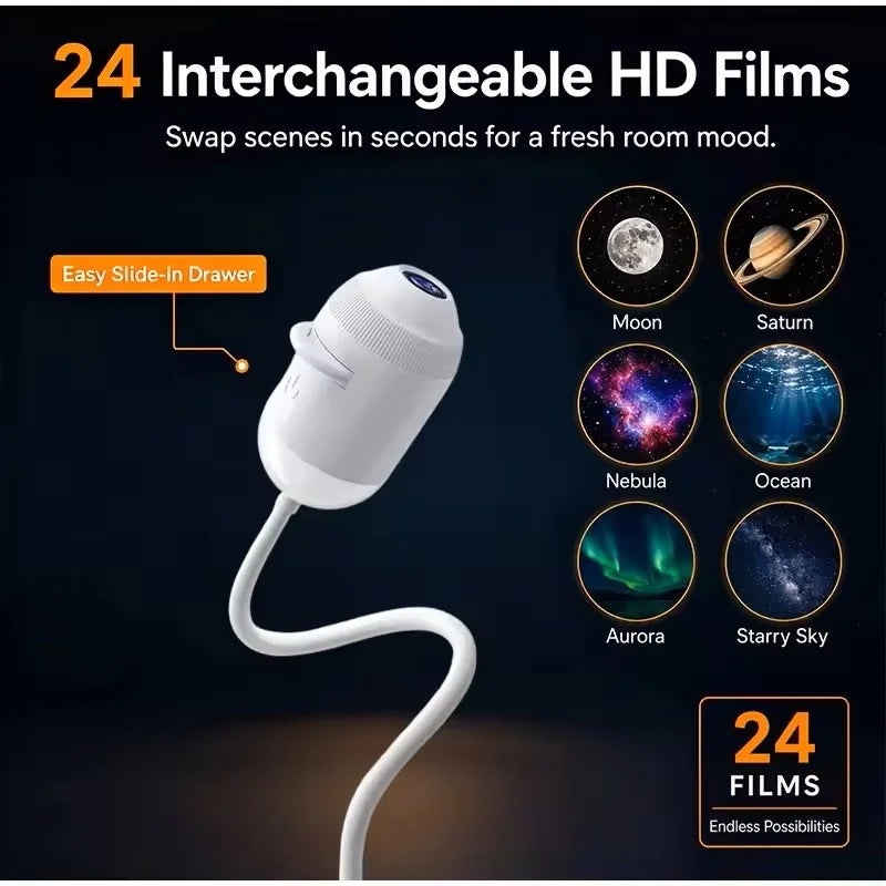 Rotatable Galaxy Starry Sky Projector Portable Car Home Decor 2-in-1 Wiring-free Led Sunset Atmosphere Lamp Children Adult Gifts