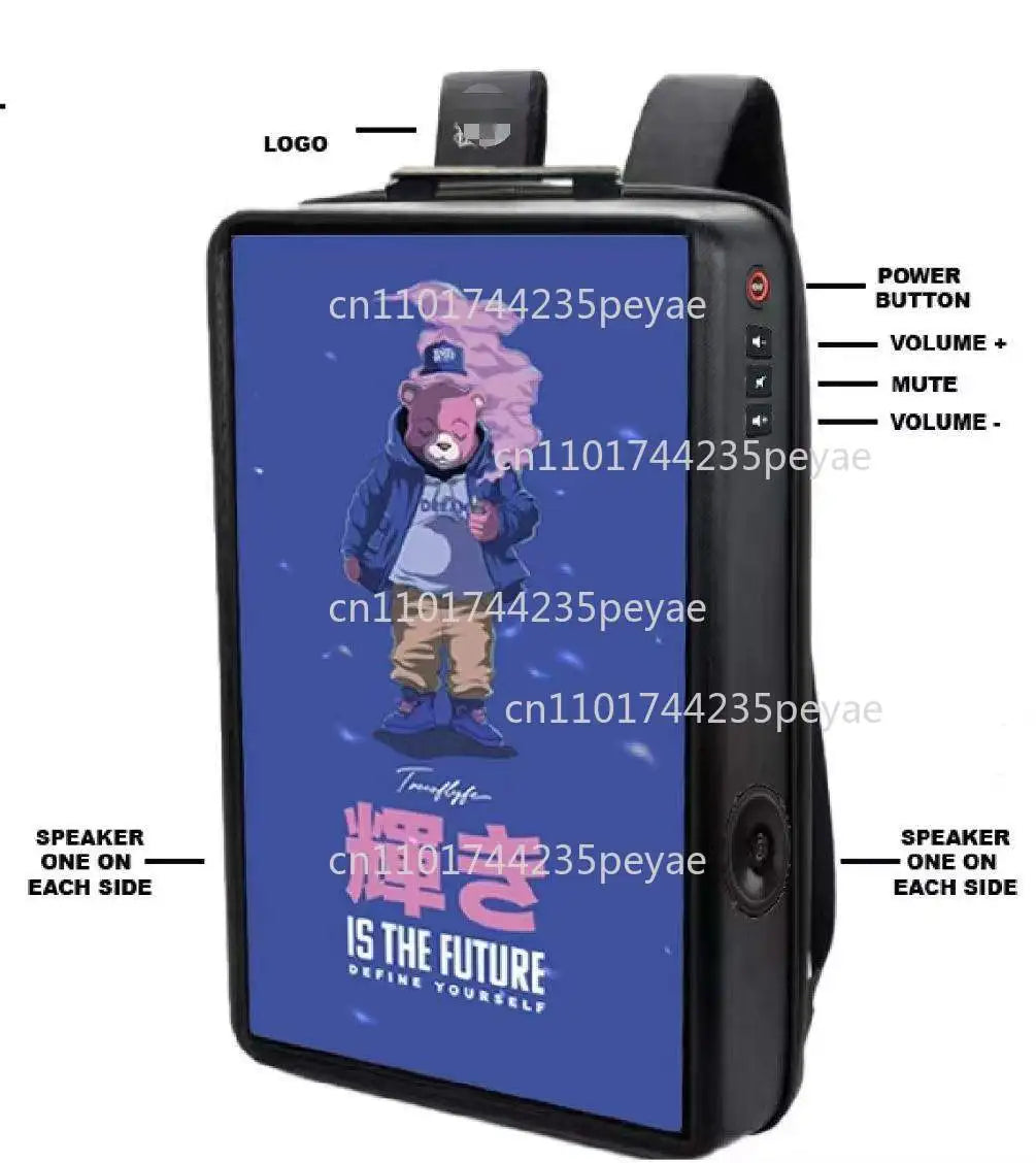 Display backpack, LCD screen backpack, advertising backpack, dynamic schoolbag 21.5 inches