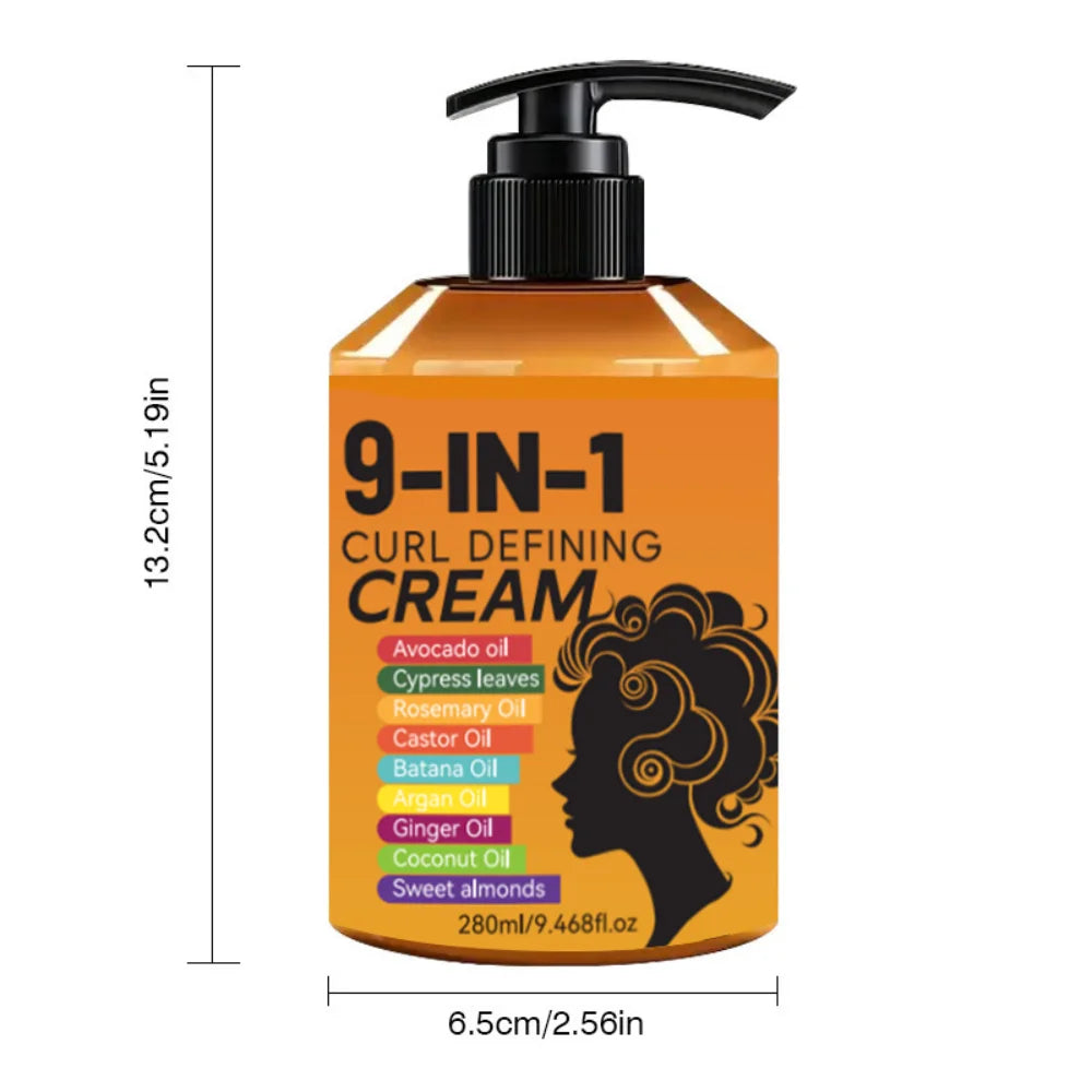 280ml Curly Hair Styling Cream, Moisturizing and Smoothing Formula, Enhances the Elasticity and Shine of Curly Hair, Easy to Set
