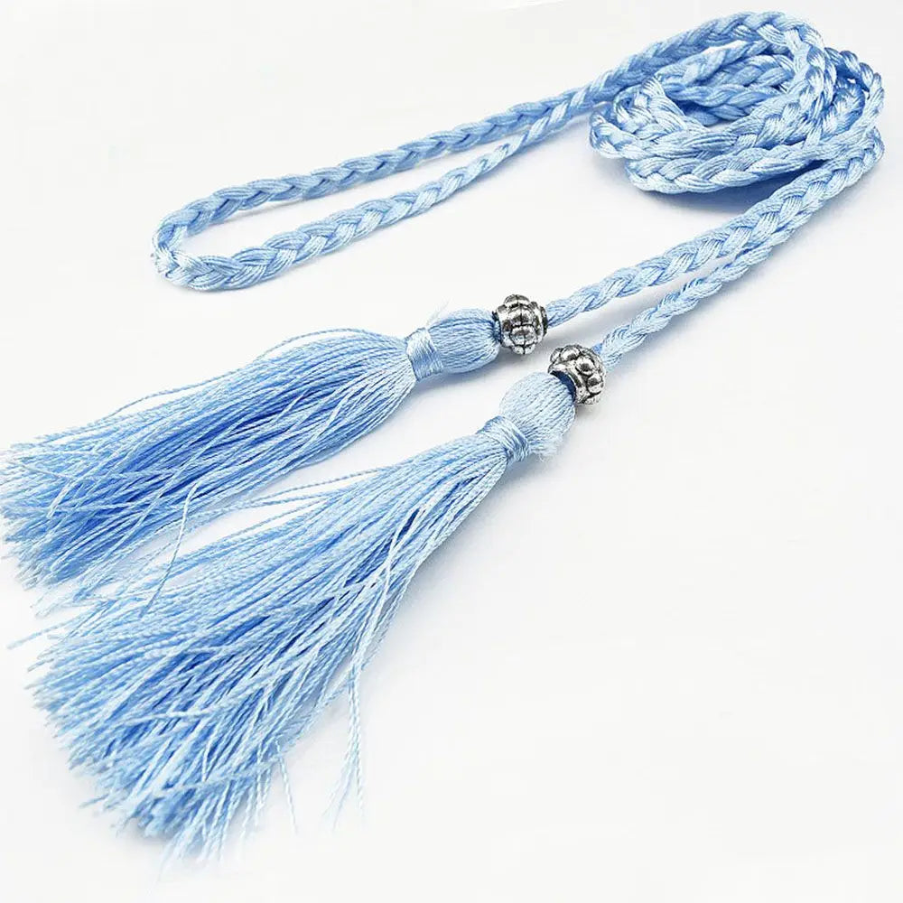 160cm Thin Bow Tassle Dress Woven Rope Tassles Belts Waist Chain Braided Belts Waist Rope