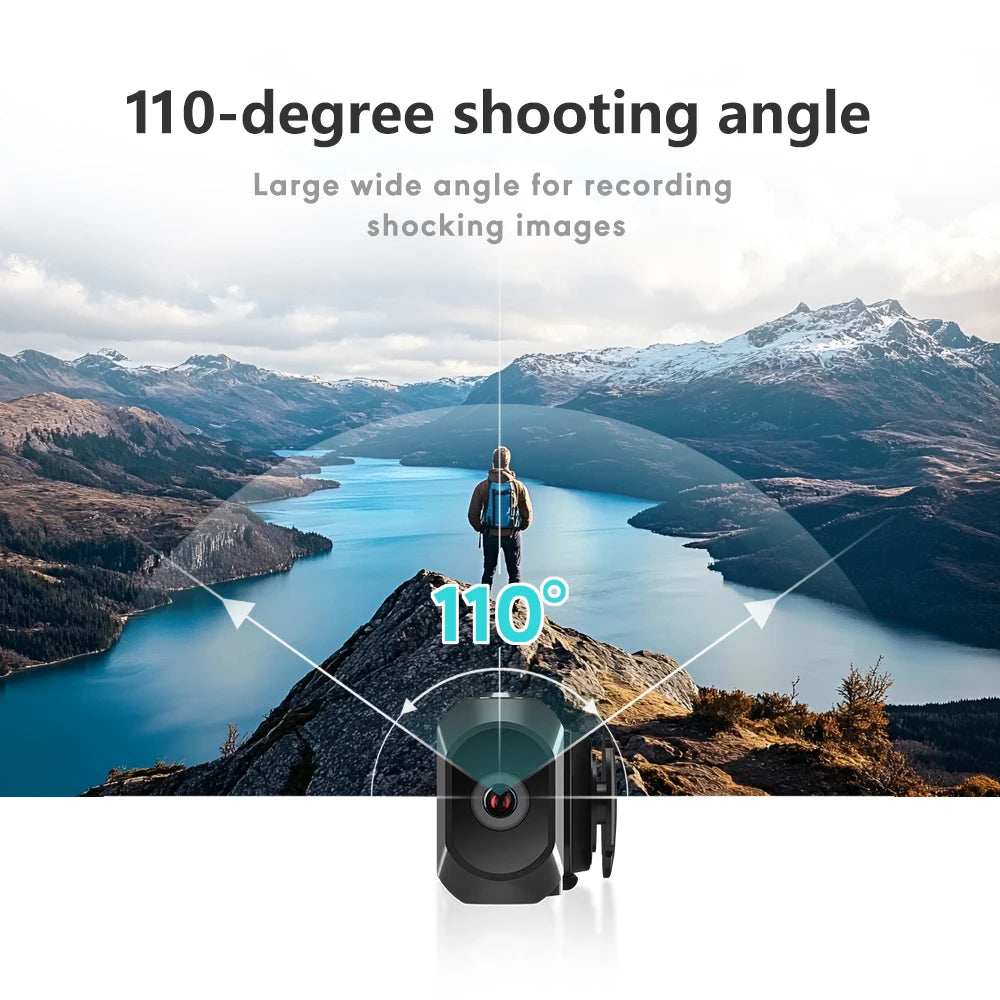 Portable Mini HD 2.7K/60FPS /60FPS Wearable Camera 110°Wide Angle Lens WiFi App Video Camcorder Head Mounted Sports Camera