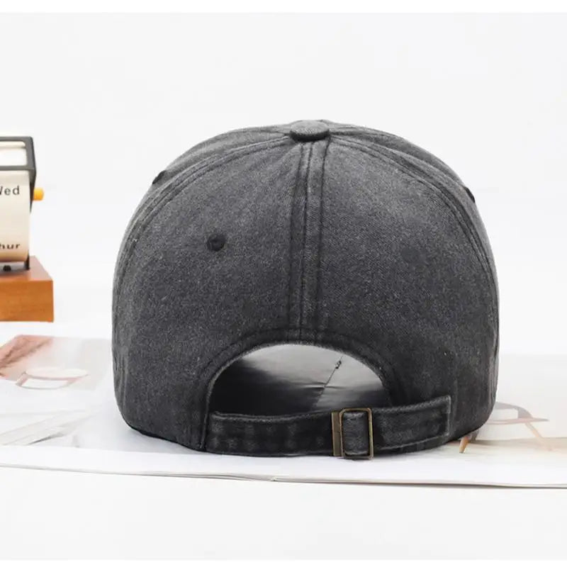 Retro Baseball Cap For Women Summer Washed Denim Letter Sun Hat Wide Brim Fashionable Duckbill Cap