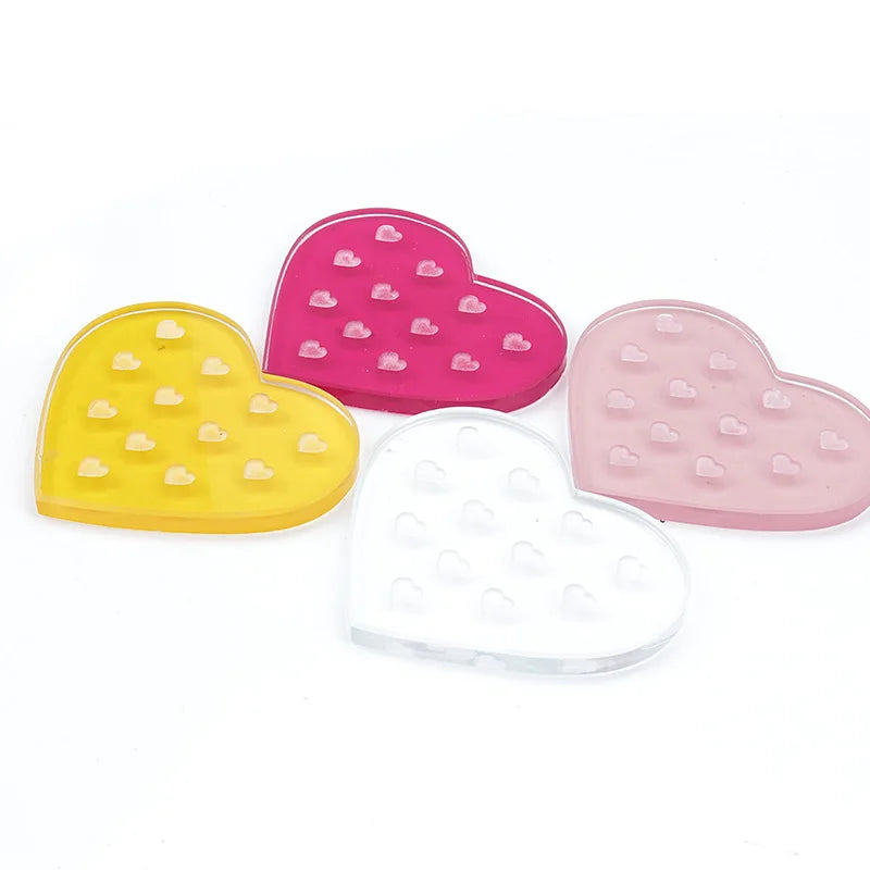 1Pc Heart Shaped Glass False Eyelash Stand Glue Holder Pad Eyelashes Extension Adhesive Pallet Paste Glue Pad Makeup Supplies