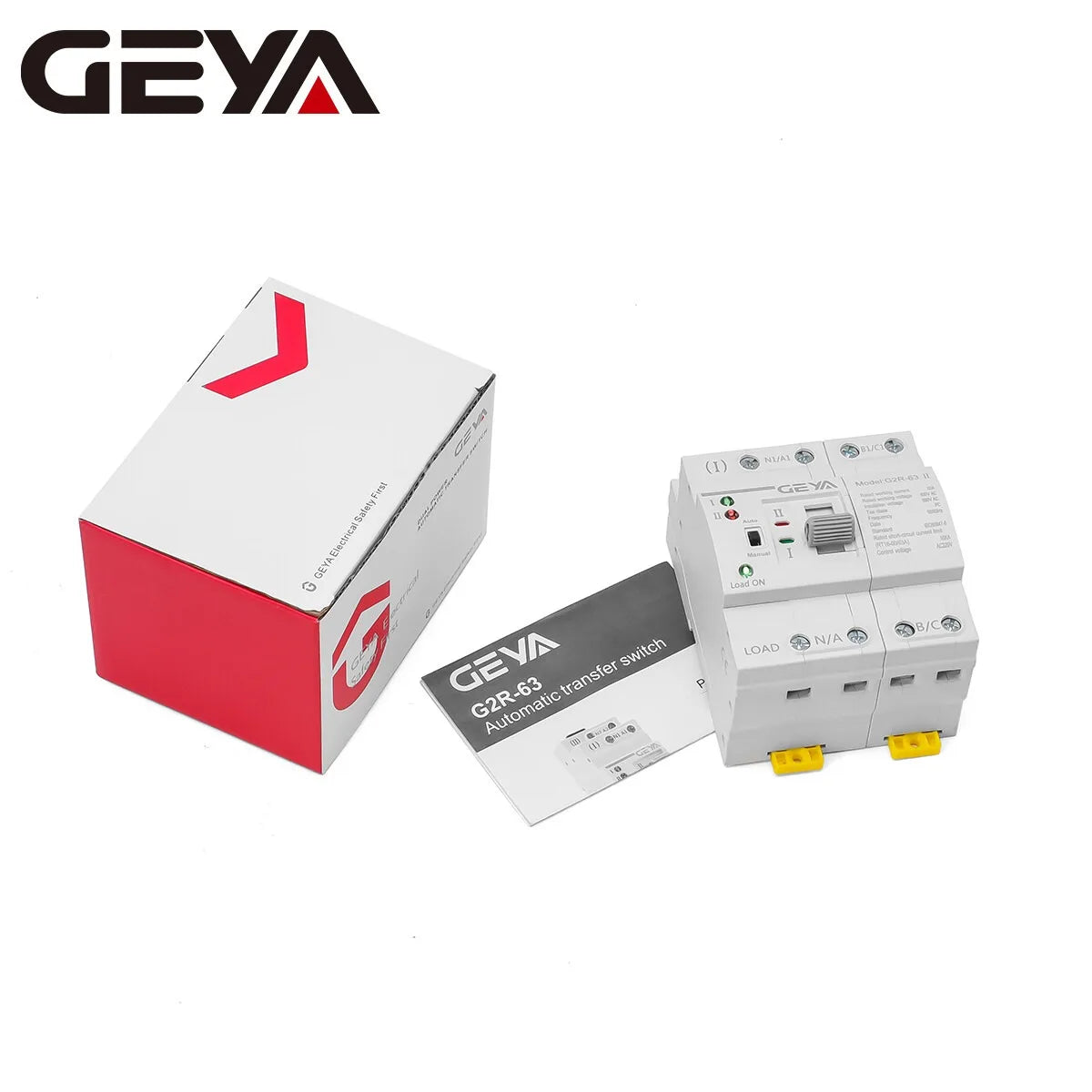 GEYA G2R Din Rail 2P 63A ATS Dual Power Automatic Transfer Switch Electrical Selector Switches Uninterrupted Power 63A 110V 220V