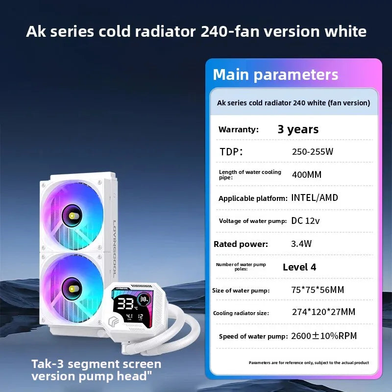 360 ARGB CPU Liquid Cooler with Segment Code Screen Temperature Display