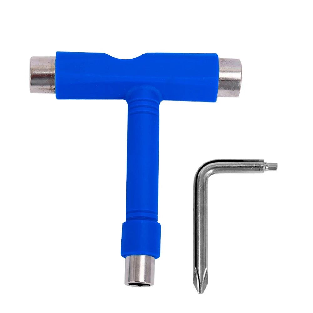 Skate Tools Multi-Function Portable Skateboard T Shape Accessory with Allen Key Phillips Head Wrench Screwdriver Tools Parts