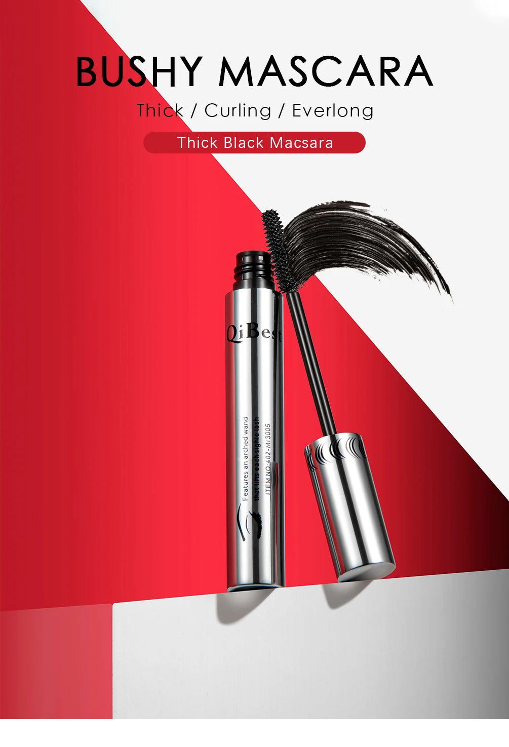 QIBEST 4D Silk Fiber Eyelash Mascara Waterproof Black Mascara For Eyelash Extension Thick Lift Lengthening Lasting Makeup Rimel