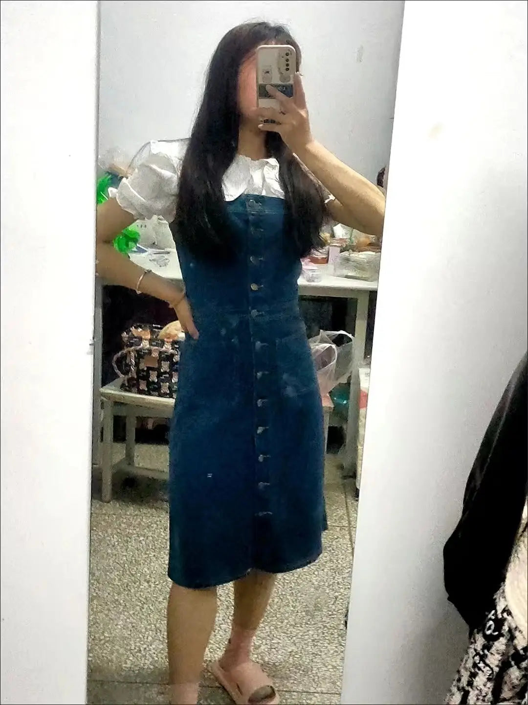 Denim Dress Sexy Style New Arrival Ins Strap Waist Single Breasted Stitching Female Bodycon Midi Dresses Female Vestidos