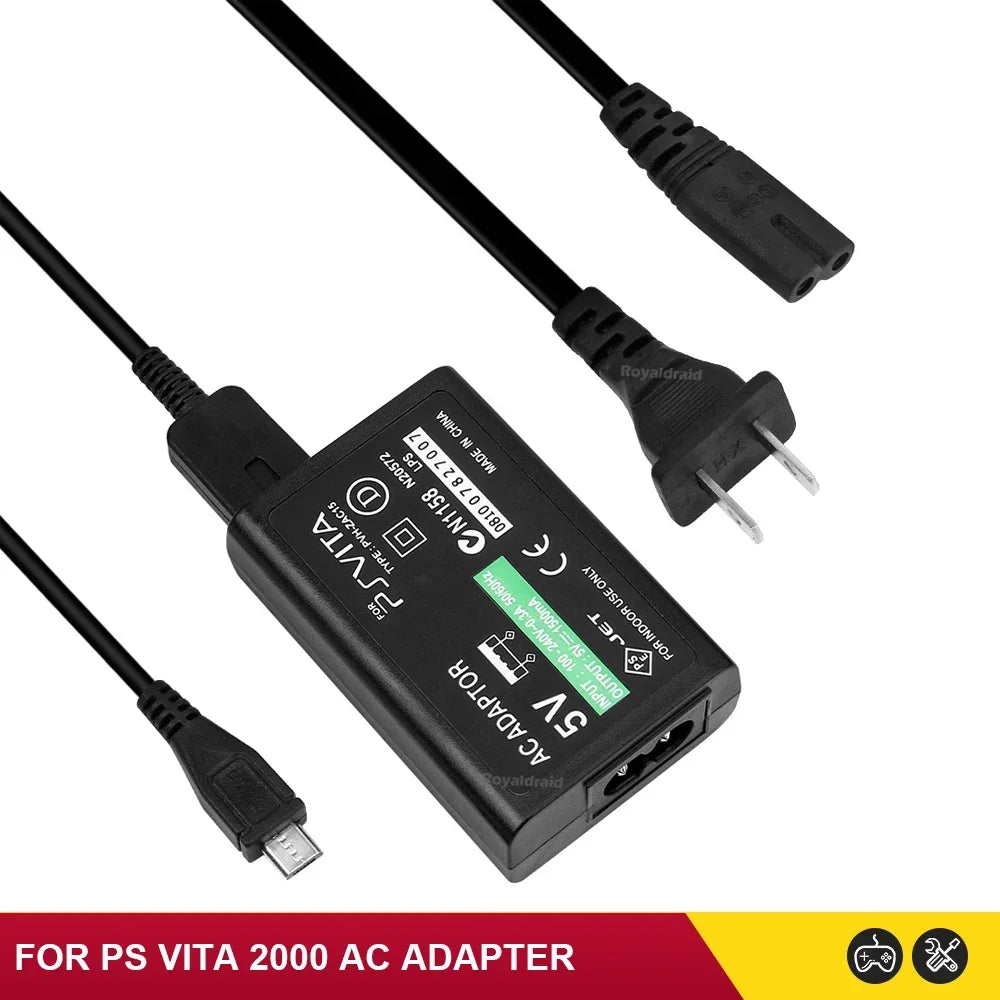 EU US Plug Home Charger Power Supply 5V AC Adapter USB Charging Cable Cord For Psvita Slim PS Vita 2000 PSV 2000