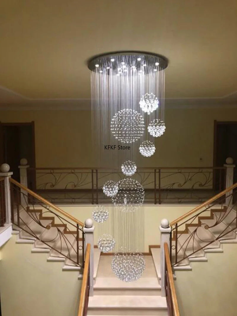 New Modern Crystal Led Chandelier Item Large Villa Salon Ceiling Lights Hotel Kitchen Staircase Living Room Decor Pendant Lamp