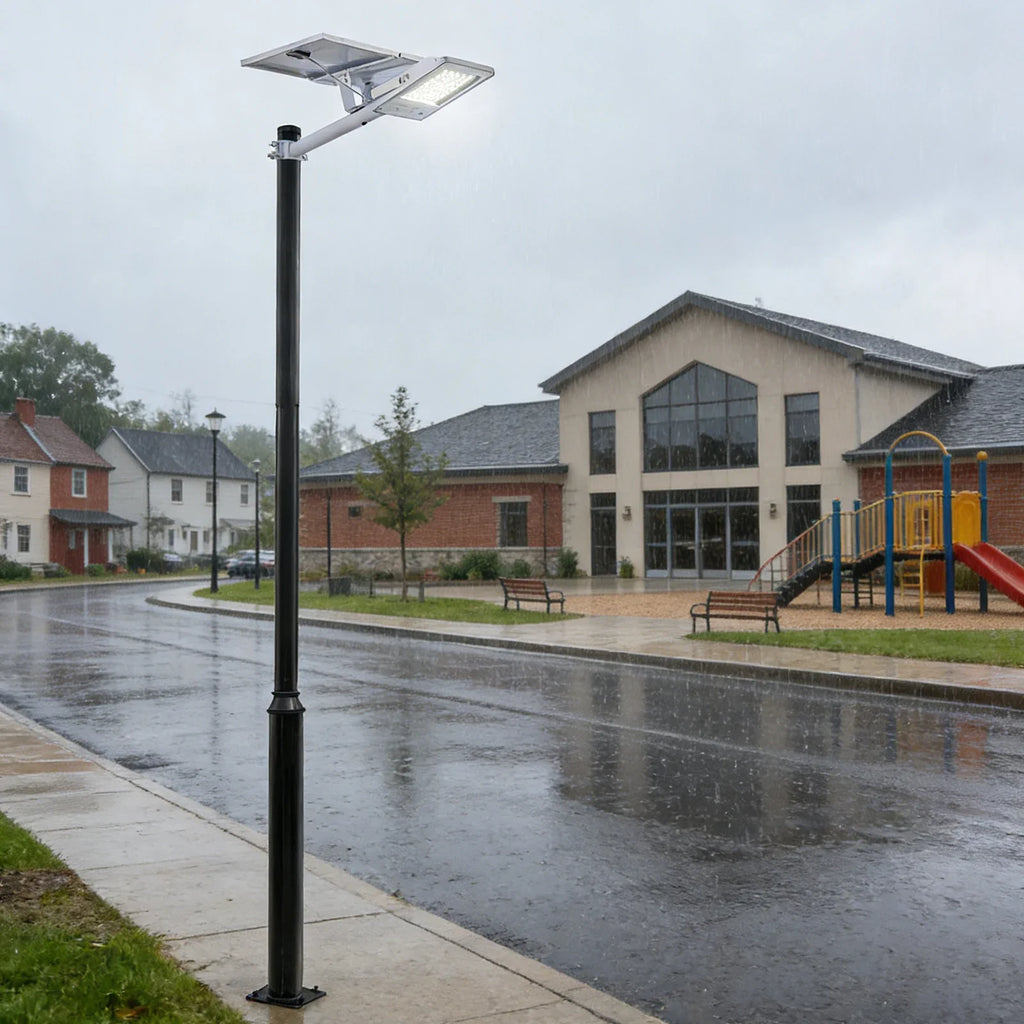 Street Light Pole, Street Lamp Post, Split Street Lamp Post, 5m Tall Outdoor Iron Pole, Galvanized Baking Paint Black, Floor Mounted, Load Capacity 100kg, for Solar Light Garden Light Surveillance Camera, Street Yard Parking