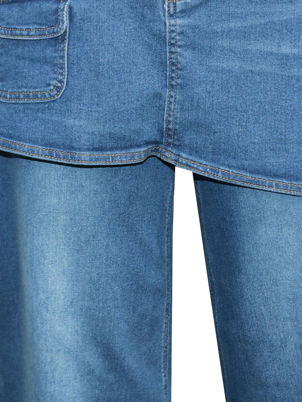 Fashion High Waist Denim Wide Leg Jeans for Women Detachable Skirt Layered Cargo Pocket Streetwear Baggy Jeans Denim Trousers