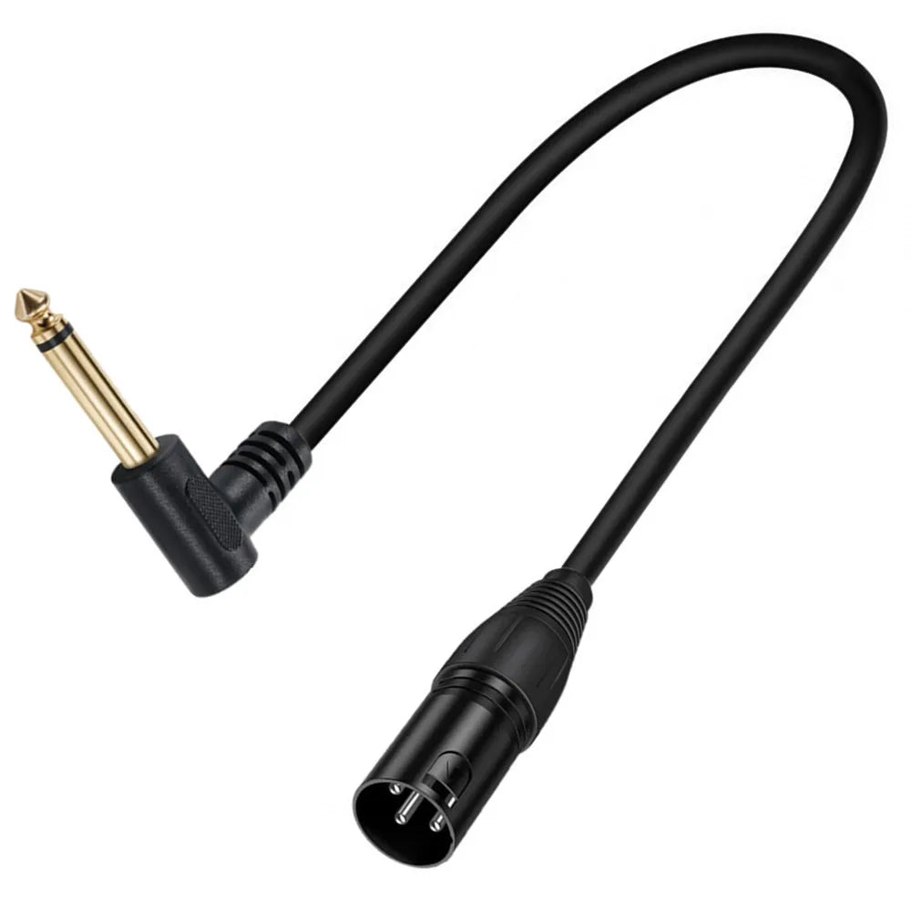 90-degree right-angle 1/4-inch TRS to XLR male balanced signal interconnect cable 1/4-inch to XLR female jumper cable 0.5 meters