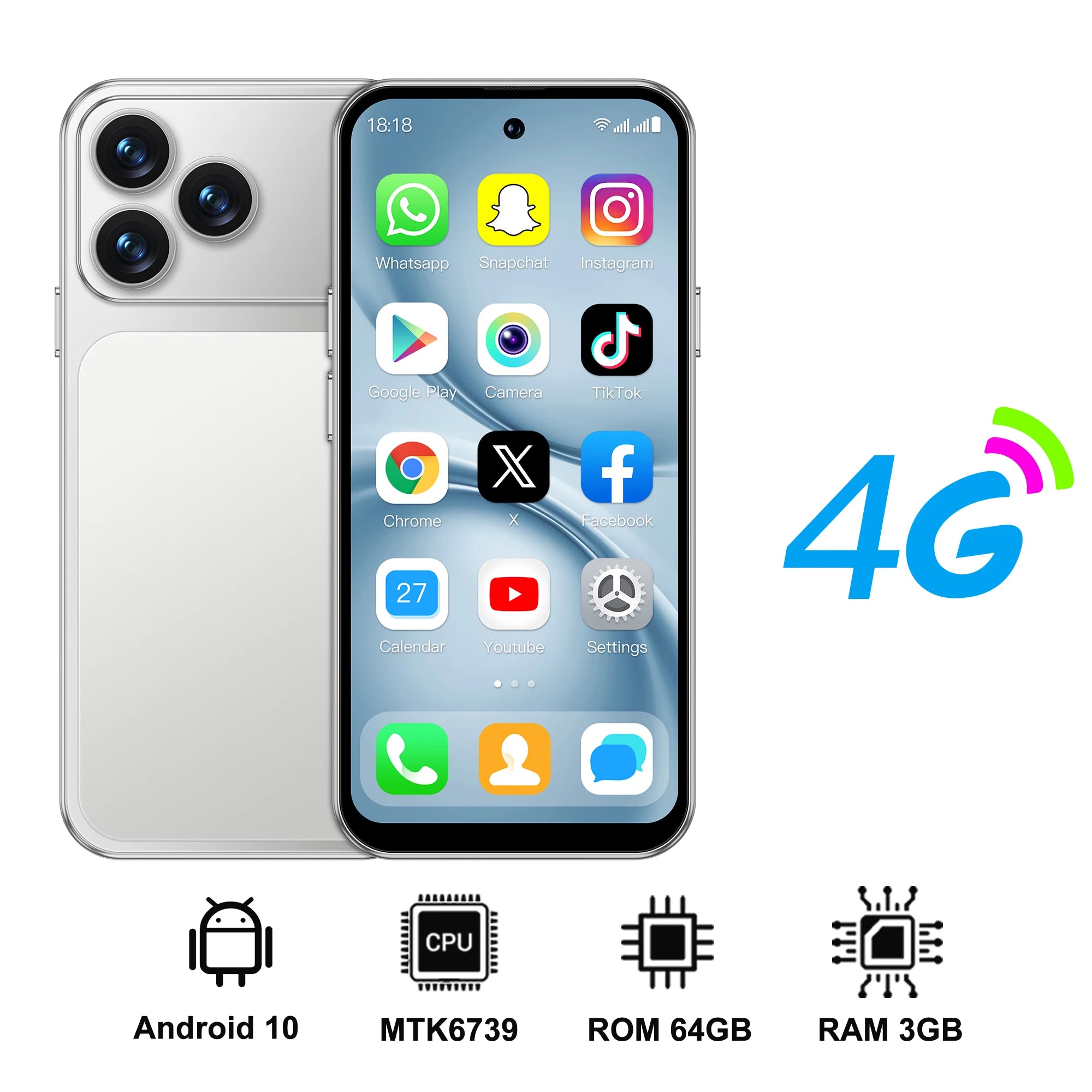 SERVO S45 PRO 4G LTE Mini Smartphone 4.5" Screen Android10.0 OS 3GB+64GB WiFi Hotspot 2MP Camera 2 SIM Card Pocket Smart Phones