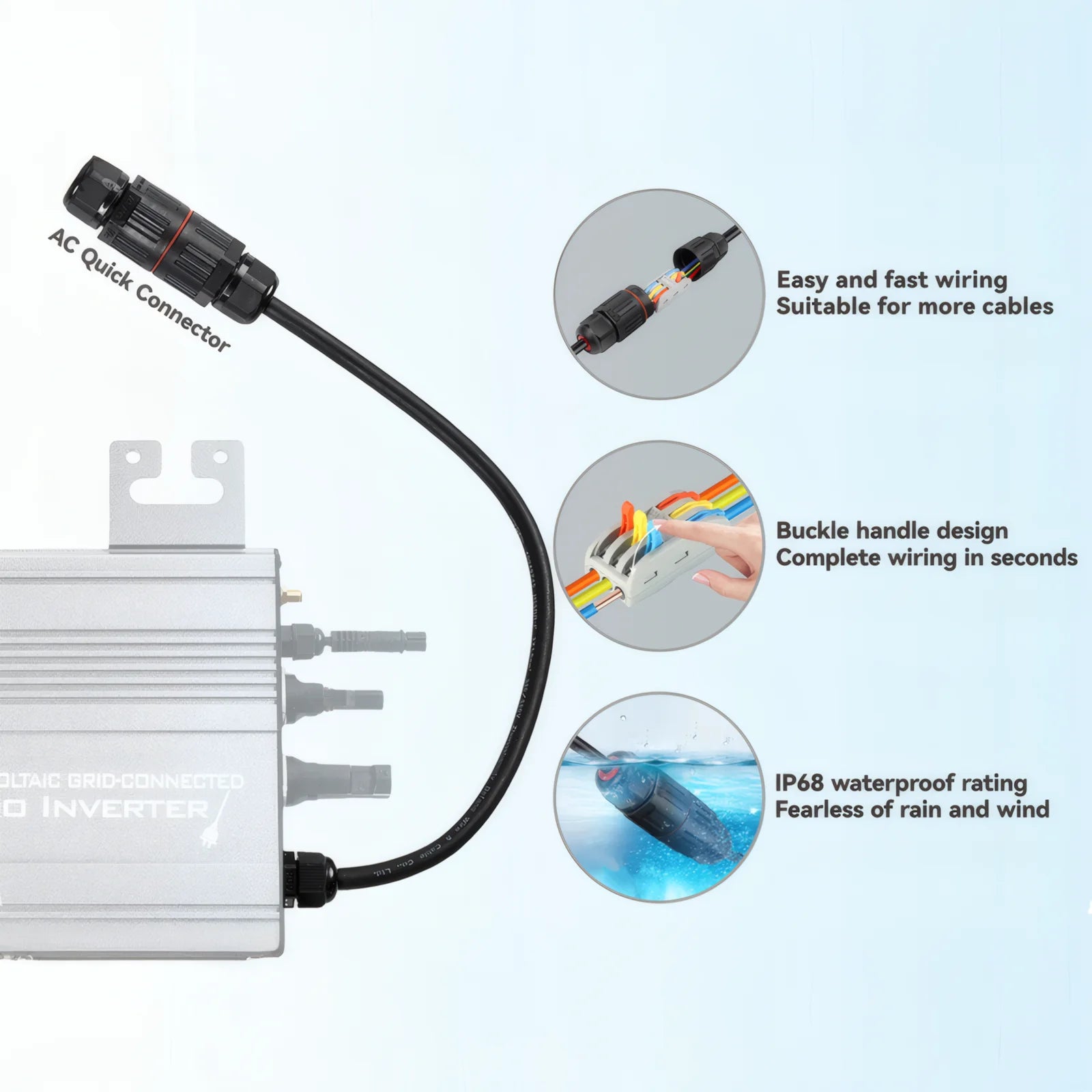 POWLSOJX Dual Input Solar Inverter 1000W/1250W - PV + Battery, 180-265V Grid-Connected with Zero Export, Smart App Control