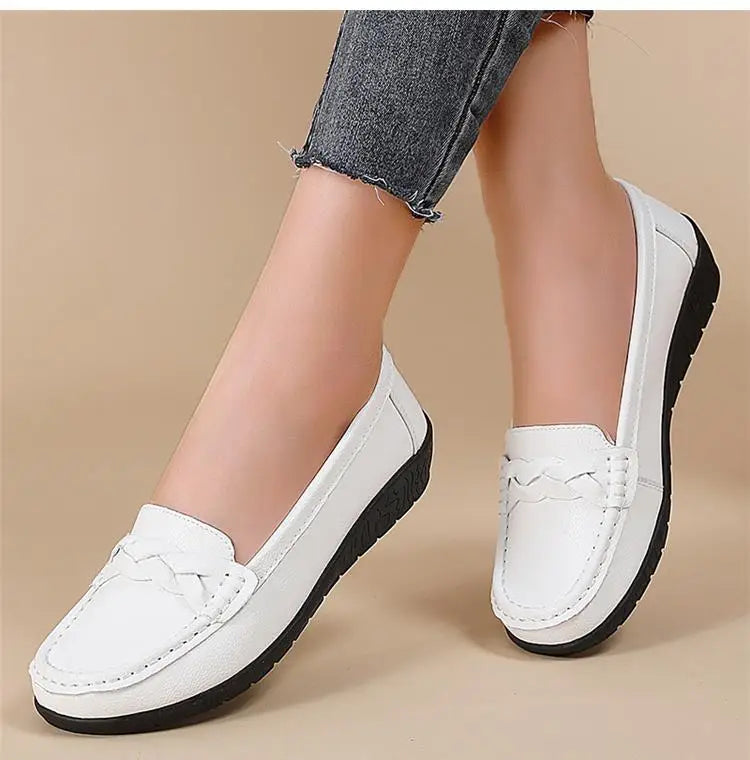 Genuine Leather Fashion Women Flats Outdoor Ballet Flats Moccasins Women's Shoes Retro Women Shoe Oxford Plus Size Zapatos Mujer