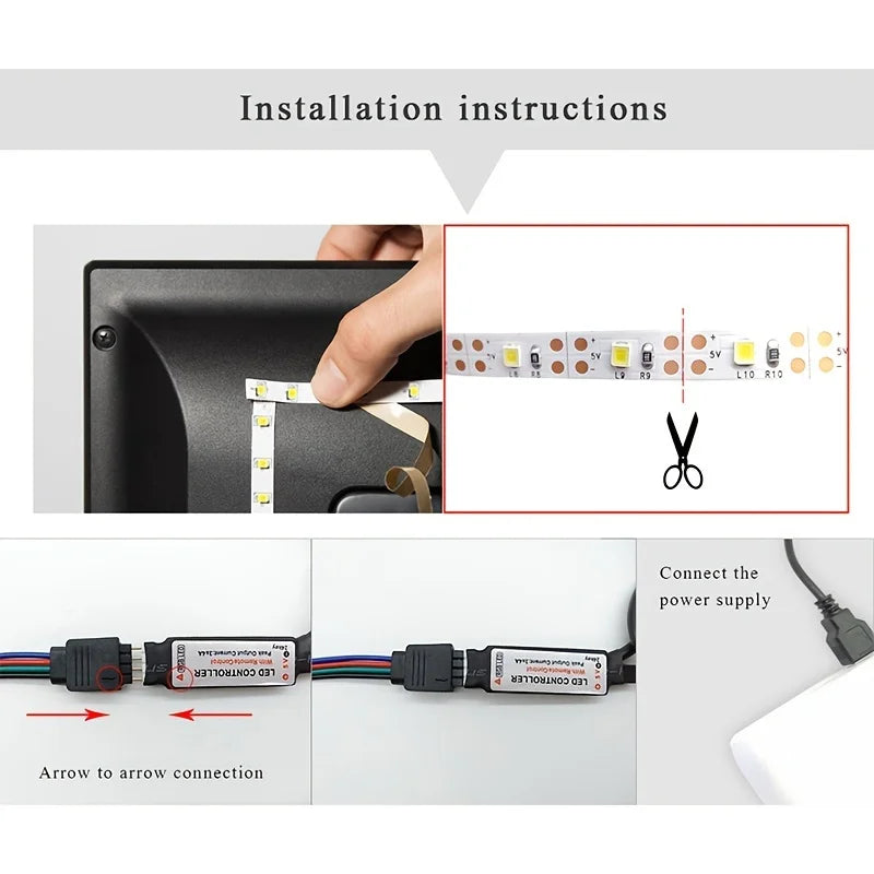 LED 5050 Light Strip 5M 10M 20M 40M RGB TV Background Light Bluetooth Control USB Game Room Family Party Decorative Light Strip