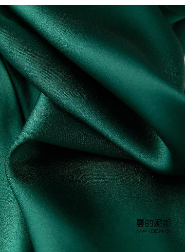 Tcyeek Woman Long Dress, 100%Real Silk, V Neck, Solid Spaghetti Strap Dresses, 2025 Elegant Chic Clothes