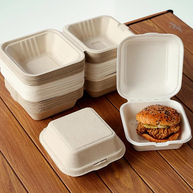 10pcs Disposable Bento Food Containers Baking Dessert Cake Bowl Packaging Burger Snack Boxes Microwavable Home Lunchbox