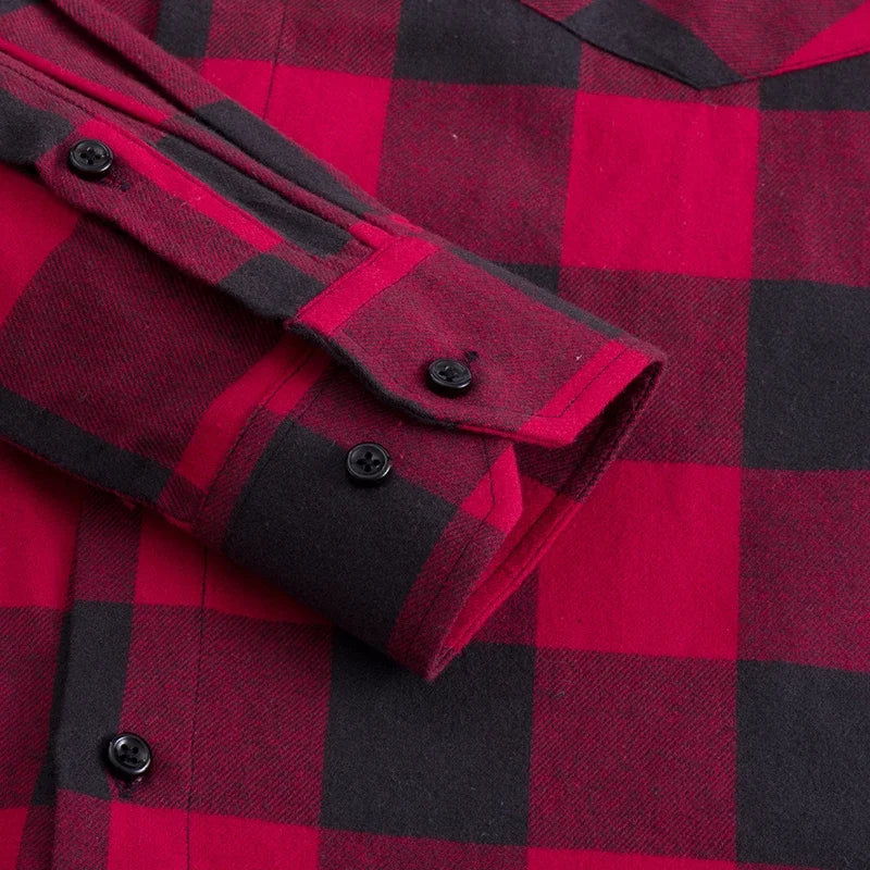 2026 100% Cotton New Male Casual Long Sleeve Warm Man Clothes Flannel Plaid Shirt Men Plus Size 3XL 4XL