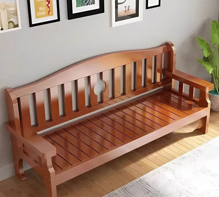 Solid wood sofa new Chinese combination wooden sofa rental room backrest bench economical living room small apartment sofa