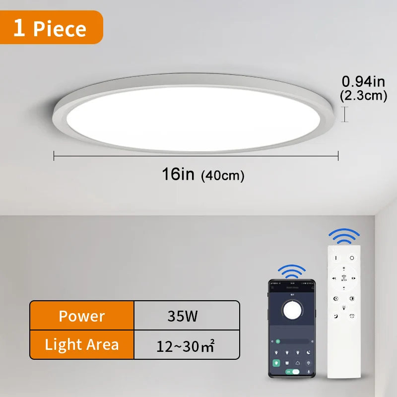 Led Ceiling Lights Large 20Inch Ultra-thin Remote Control APP Dimmable Smart Modern Lamp For Living Room Bedroom Home Decoration