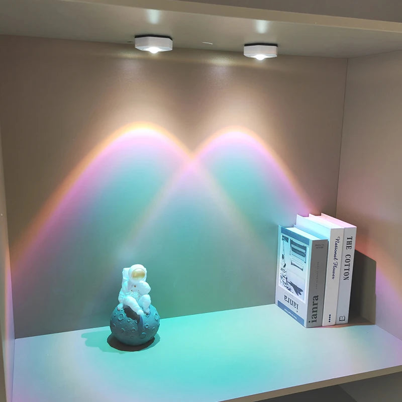 Creative Hexagonal Cat Eye Under Cabinet Light Sunset Red Projection Sunset Lamp Battery Powered Touch LED Decorative lights