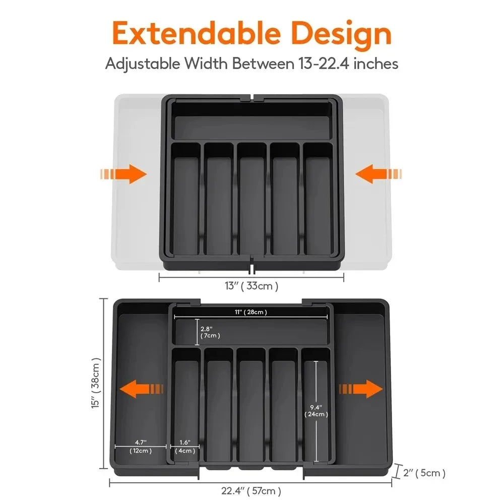 Kitchen Drawer Cutlery Organizer Expandable Silverware Tray Adjustable Utensil Holder for Forks Spoons Knives