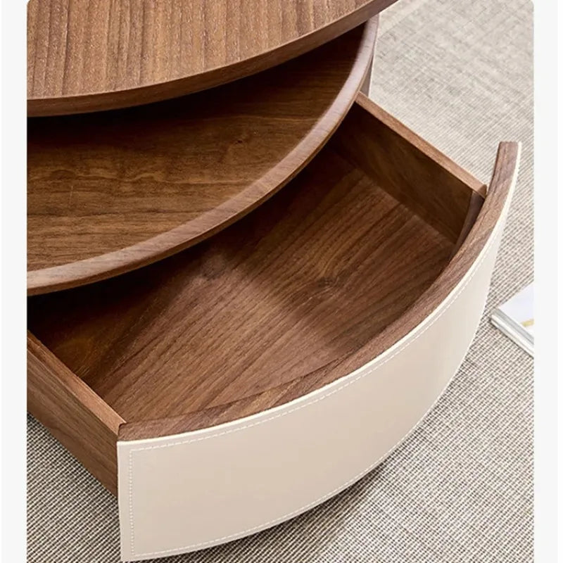 Modern Walnut Wood Coffee Table for Living Room Multifunctional Side Table Unique Leaf Shape Solid Wood Design Luxury