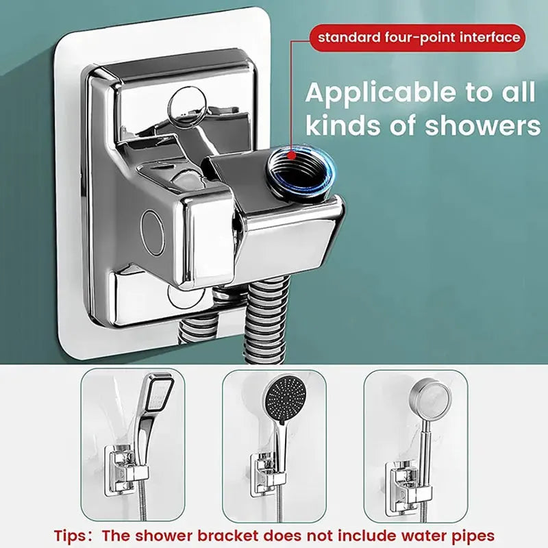 Shower Holder Suction Cup Holder 360° Adjustable Showerhead Holder Plating Shower Rail Head Holder Bathroom Wall Mount Bracket