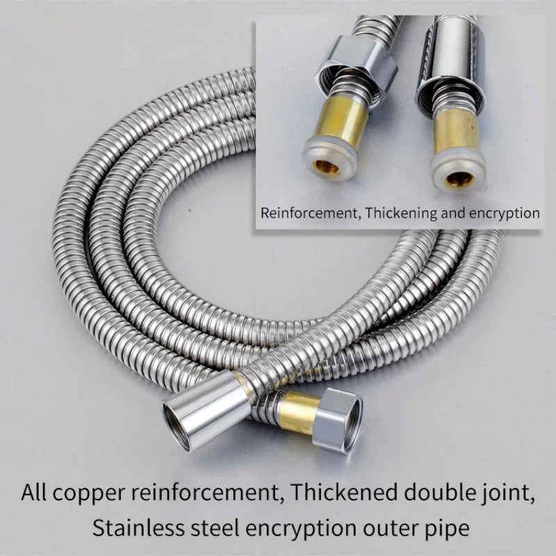 1.5/2M Stainless Steel Black/Silver Hose Extended Tube Bathroom Shower Water Pipe Drawer Bathroom Accessories Pipes