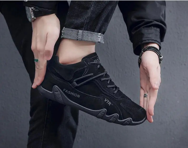 Waterproof Leather Ankle Boots for Men Waterproof Sneakers lace Up Leather Casual Sneakers for Men Casual Motorcycle Shoes