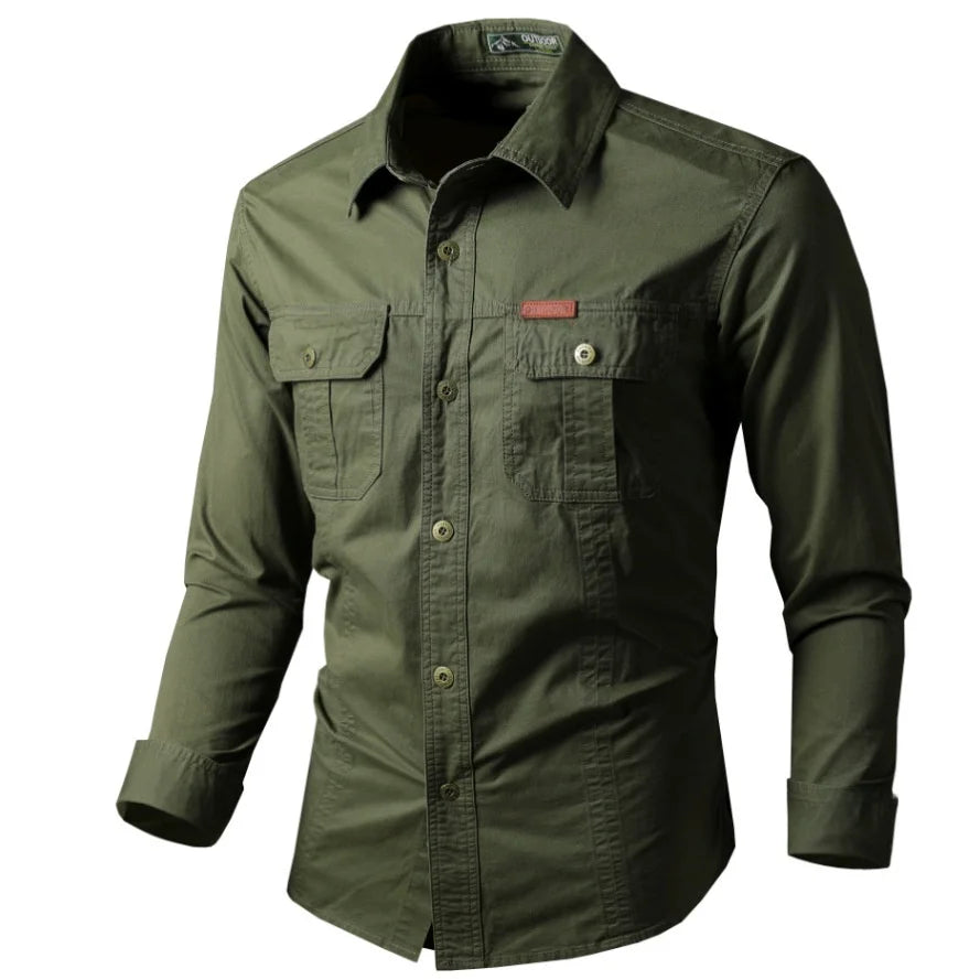 Men's Long Sleeve Outdoor Workwear Shirt Breathable Comfortable Cotton Sweat Absorbent Casual Business Style Loose Fit Spring...