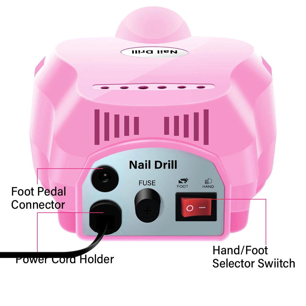 YIKOOLIN 35000RPM Electric Nail Drill Machine Manicure Pedicure Professional Nail Lathe Low Noise Cutters Nail File Kit