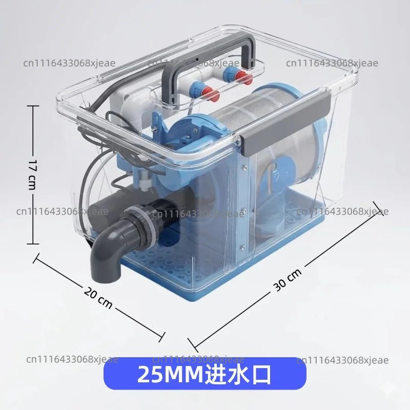 110-220V Automatic Backwash Filter, Rotary Drum Microfilter For Fish Ponds & Aquariums, 200 Mesh Stainless Steel Screen