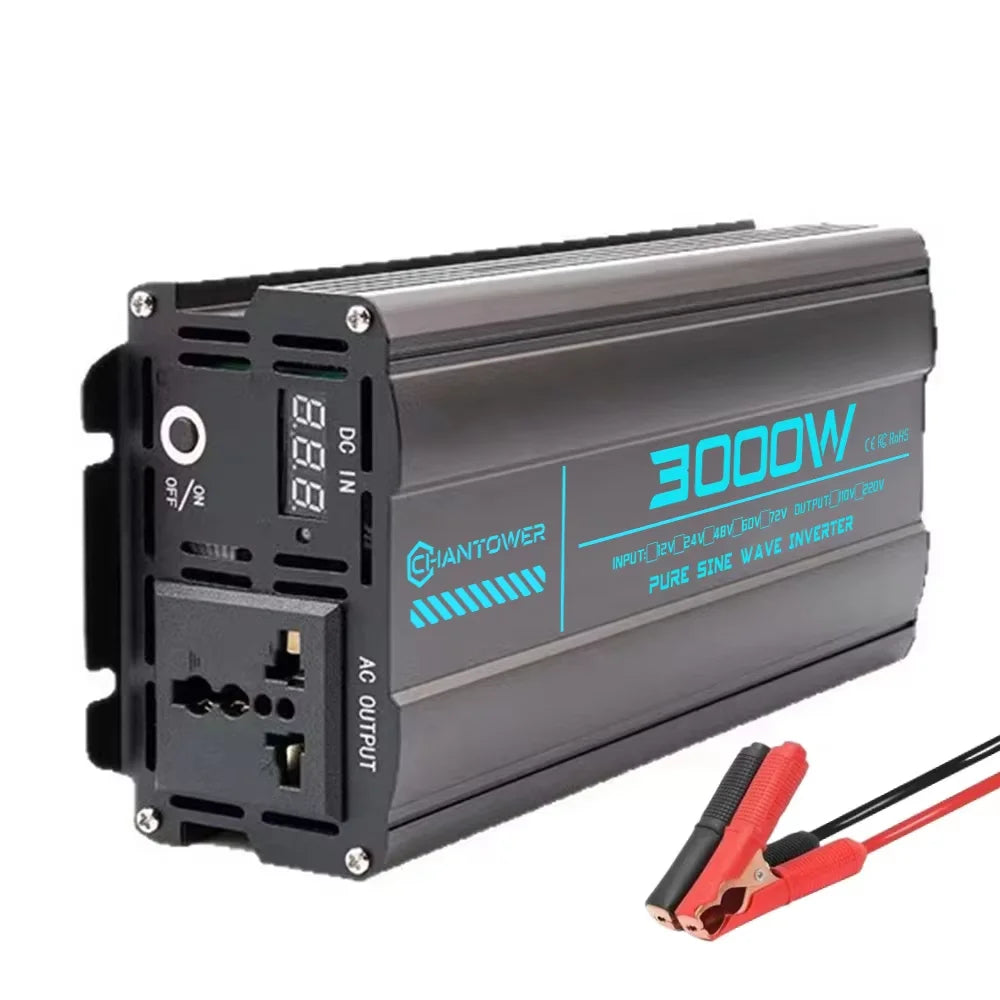 Pure Sine Wave Inverter DC 12V 24V 48V 60V to AC 220V 50Hz/60Hz 2000W 3000W 4000W 5000W Solar Car Power Inverter Converter