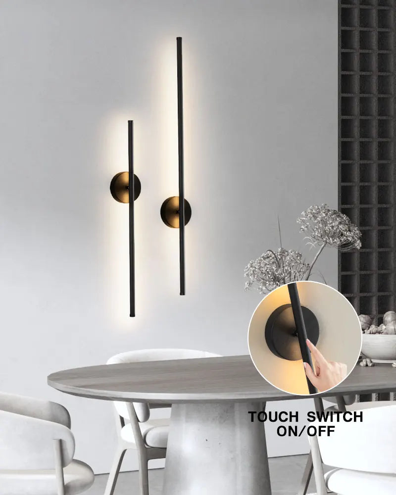 Nordic LED Wall Lights with Touch Dimmable Switch Black 40/55/60/80/100cm Interior LED Wall Lamps Wall Sconce Lighting Fixtures