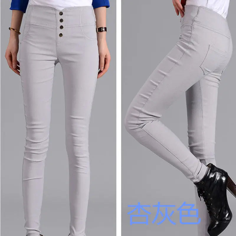 Streetwear Fashion Women Skinny Pencil Pants Spring Autumn New Elastic High Waist Korean Clothing Solid Thin Casual Trousers 5XL