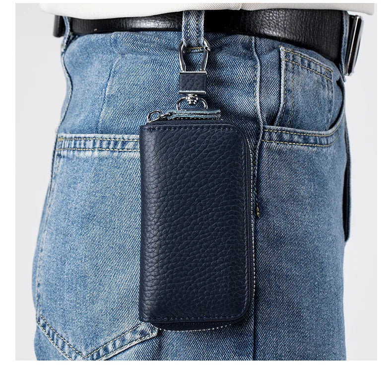 Key Case Multifunctional Zipper Men's Household Key Case Universal Car Keybag Women Leather Organizer Keychain Wallet 10 Color