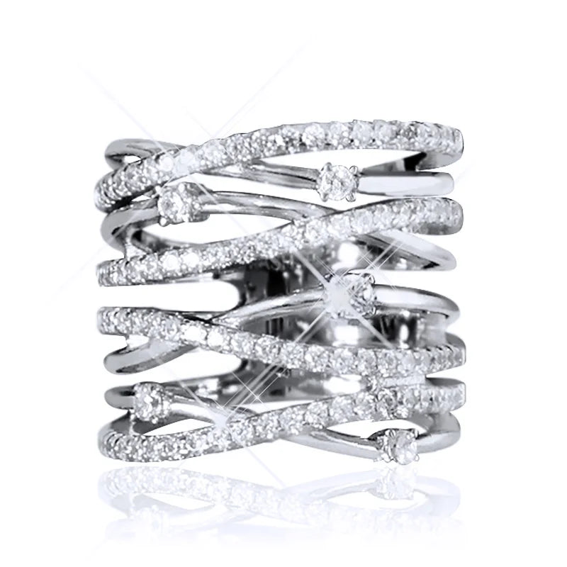 CAOSHI Gorgeous Stylish Wedding Party Rings with Multi-layer Zirconia Female Luxury Fashion Finger Accessories Delicate Jewelry