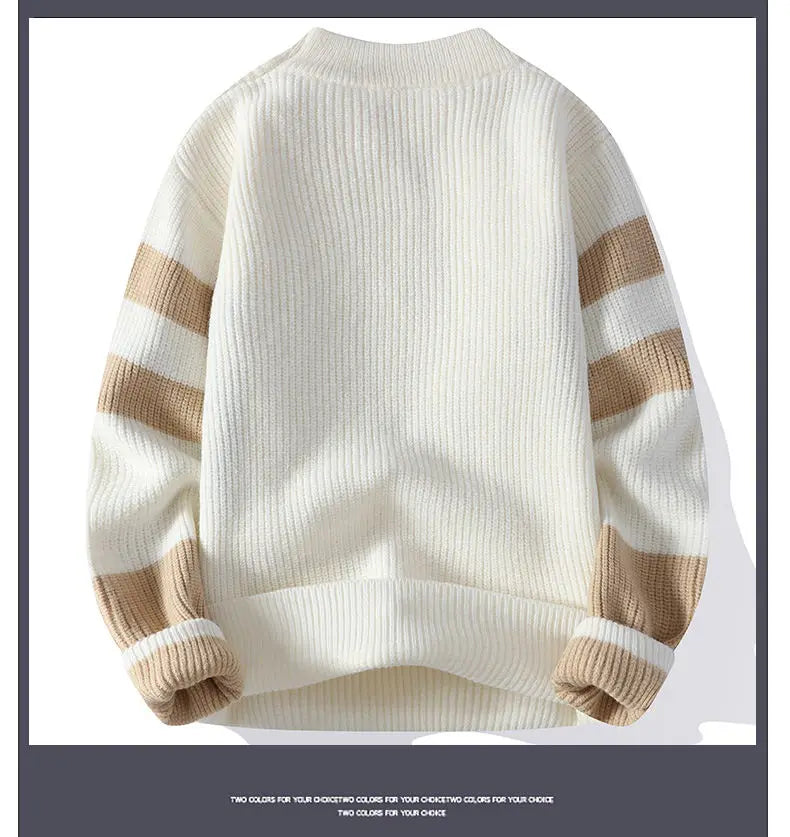 Sweaters men 2024 winter korean style mens warm sweater mens fashion sweaters Splicing color patterns Men's wool pullovers male